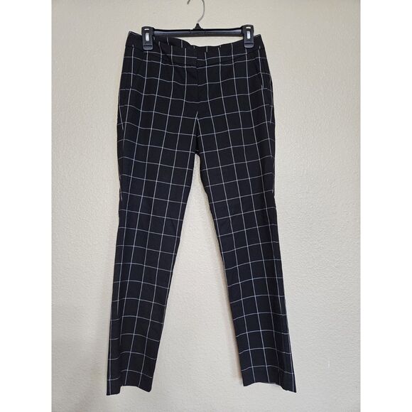 Adrienne Vittadini Women’s Black White Windowpane Check Ankle Pants Size 4 - Picture 1 of 2